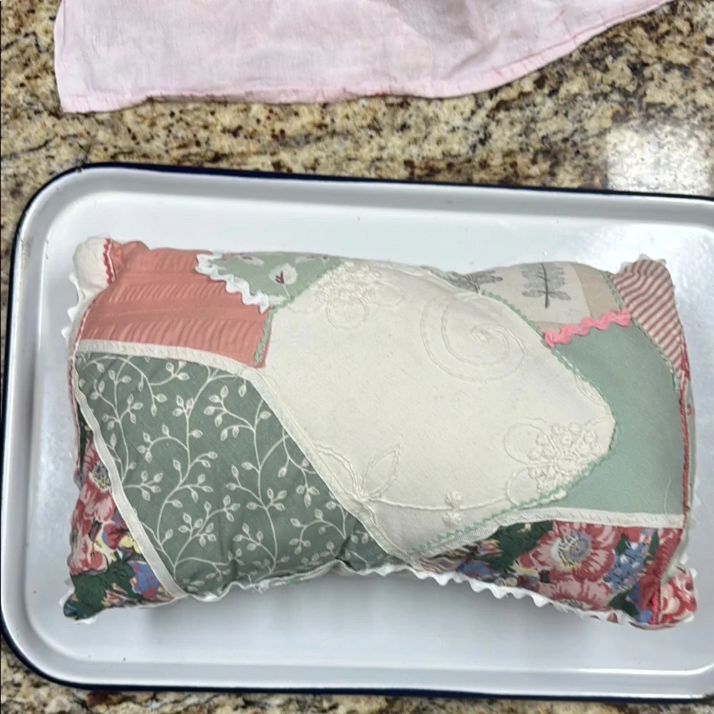Pillow Vintage Patchwork Rick Rack Pillow with Floral Design